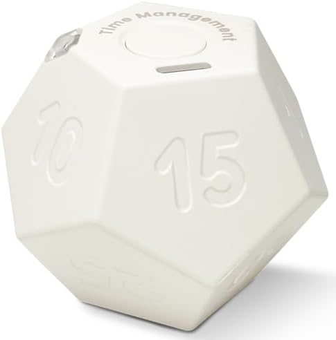 Cube Pomodoro Timer - Flip to Start Countdown, Rechargeable Mini Productivity Timer for Study, Office, 11 Preset Times, Silent/Vibration, Time Management Tool for Kids & ADHD (White) by CreaViva