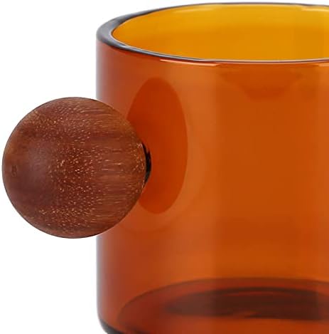 Glass Coffee Cup with Wooden Handle,120ml Size (Brown) - Image 5