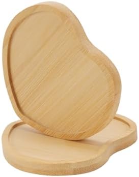 HOIGON 30 Pack Bamboo Coasters, 4 Inch Natural Wooden Coasters, Heart Bamboo Tray Saucer Set for Drinks, Crafts, Succulents - Image 3