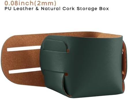 HOMIEAZICOZI 2-Pack Cork Leather Desk Accessories Storage - Pencil Pen Holder - Makeup Brush Holder Organizer - Stylish Addition to Home Decor (Dark Green) - Image 2