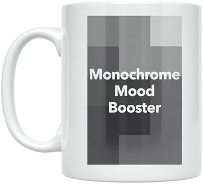 Minimalist Coffee Mug - Monochrome Mood Booster Design - 11 oz White Ceramic - Modern Aesthetic by Unknown