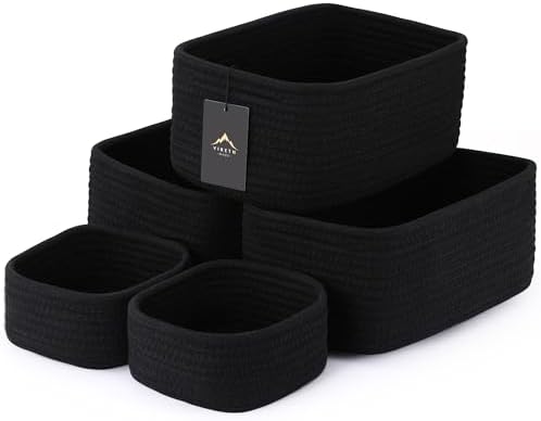 5-Pack Small Woven Rope Storage Baskets, 2 Sizes Organizer Bins by Unknown
