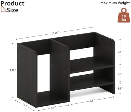 Wood Office Desk Organization with Three Storage Apartments, Desktop File Organizer Vertical with Storage, Desktop Storage Organizer for Office, Classroom, Dorm, Black - Image 3