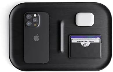 Catchall Tray Wooden Premium Walnut Wood Valet EDC Tray for Desk Bedside Table Jewellery Display Organiser Key Wallet Watch Phone Concierge (Black) by RAICO