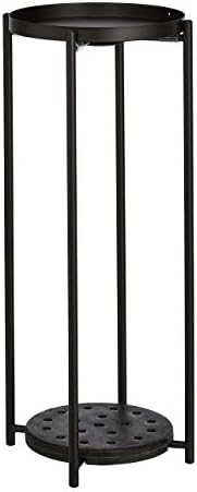 Amazon Basics Two-Tier Indoor Outdoor Metal Round Plant Stand for Multiple Plants, Rustproof Flower Holder with Plant Shelf, Black - Image 2