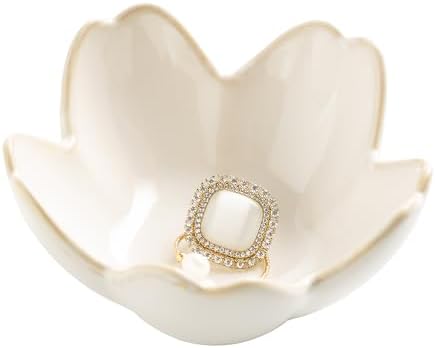 Flower Ring Holder Dish, Ceramic Jewelry Tray, Small Trinket Dish by QNMUSUNC