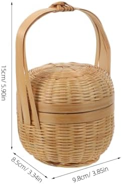 LABRIMP Handmade Small Woven Basket with Handle, Mini Handwoven Storage Organizer 15cm×8cm for Home Decor and Favors - Image 2