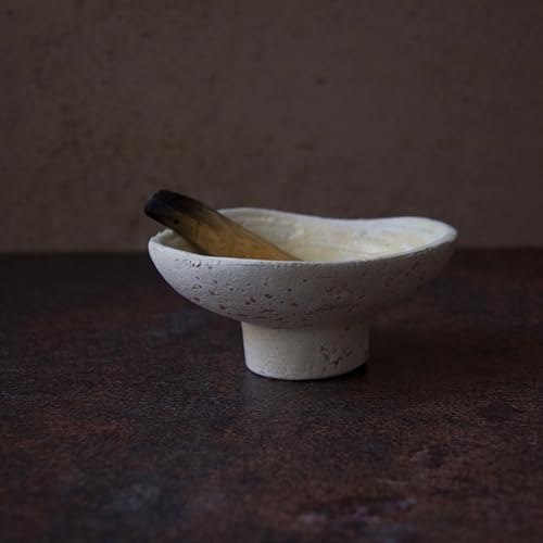 Handmade Rustic Terracotta Incense Holder, Wabi‑sabi Ceramic Palo Santo& Sage Sticks Bowl, Minimalist & Retro Blow, A Spiritual Decor for Yoga&Meditation (Off-White) - Image 3