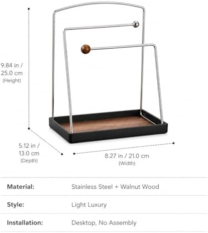Walnut Desktop Organizer, 2 Tier Desk Organizer with Multiple Compartments, Wooden Office Desk Organizer for Home Office, Light Luxury - Image 5