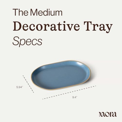 Mora Ceramic Decorative Tray - 9.4in Dish for Jewelry, Perfume, Makeup, Accessories, Candle, in the Bathroom Vanity, Bedside, or Kitchen Counter. Cute Organizers - Sky - Image 2