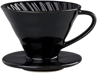 Pour Over Coffee Maker, Single Cup Coffee Dripper, Manual Porcelain Slow Brewing Accessories for Travel, Camping, Office, Home, Cafe, Coffee Gifts (Black, Large) by Unknown