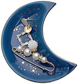 Soddeph Small Moon Ceramic Jewelry Tray, Decorative Trinket Dish, Ring Holder Plate, Modern Accent Tray for Bathroom, Nightstand, Entryway Table, Vanity (1, Blue) by Soddeph