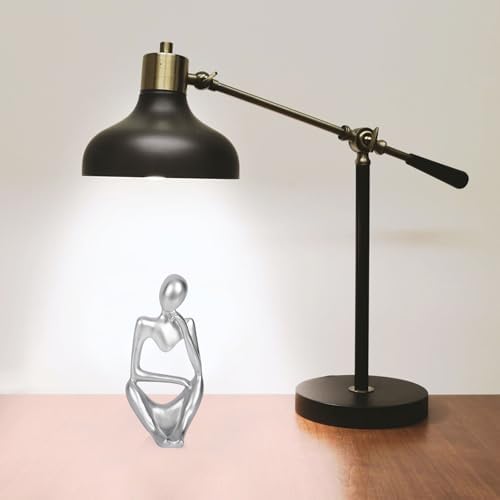Sandstone Resin Thinker Statue Style Abstract Sculpture, Silver, Right - Image 3