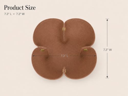 Grained Faux Leather Flower Shaped Valet Tray, Brown - Image 4