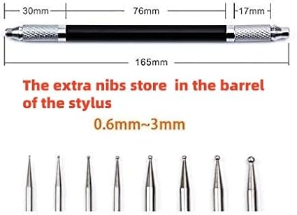citian Dual Tipped Leather Craft Stylus with 8 Replaceable Ballpoint Heads (0.6-3mm), for Embossing, Carving & Modeling, Spoon & Pen Ends