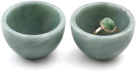 2 PCS Ring Bowl Jade Stone Trinket Dish Small Jewelry Holder Suitable For Vanity Nightstand Desk Decor Crystal Storage Home Office Accessories by YAFIYGI