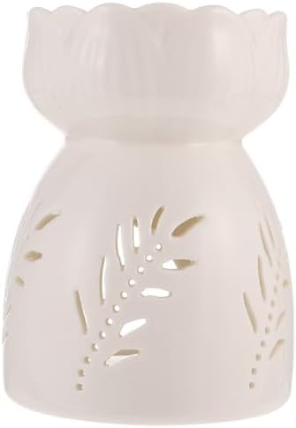 ABOOFAN Ceramic Essential Oil Burner Tealight Candle Holder Aromatherapy Aroma Diffuser Hollow Pattern Wax Melt Warmer for Home Office Decor 4.13 X 3.14 X 3.14 in by ABOOFAN