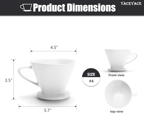 Pour Over Coffee Maker, Single White Ceramic Coffee Dripper - Image 2