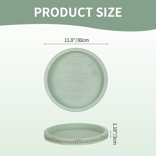 Hanobe Sage Green Decor Tray, Beaded Edge & Distressed Finish - Image 3