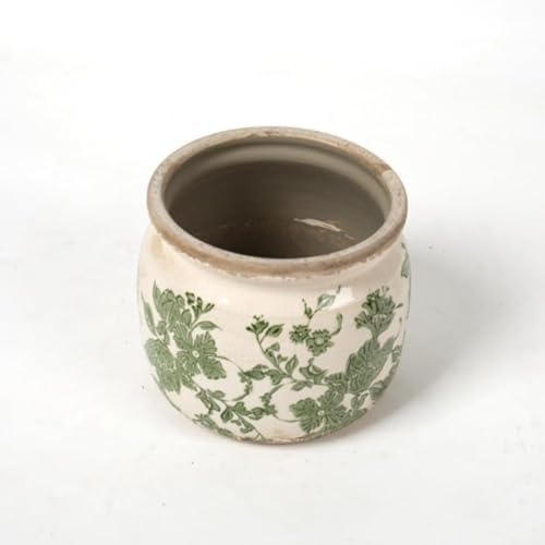 Small Ceramic Planter with Drainage – 4 Inch Vintage Flower Pot (Classic Green) - Image 7