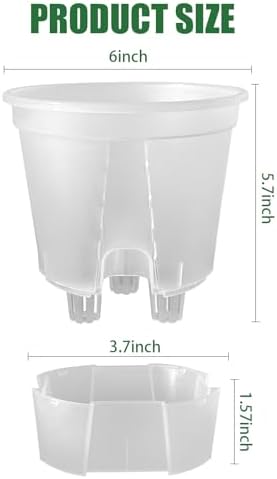 Cdd's Path 5-Pack 6 Inch Self Watering Naked Root Planter Pots with Drainage Holes & Reservoir, Plastic Planters with Air Pipes for Indoor Outdoor Plants，Clear - Image 2