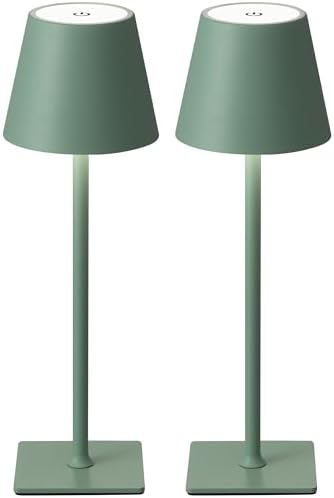 KDG 2 Pack Cordless Green Table Lamps, Rechargeable Portable LED Desk Lamps by KDG