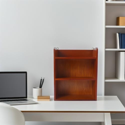 LIFKOME Desk Organizer Shelf Modern Minimalist Style 3 Tier Wooden with Smooth Surface Treatment and Easy Cleaning Brown Wood Storage Stand for Office and Dorms - Image 7
