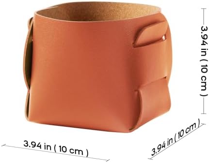 HOMIEAZICOZI 2-Pack Cork Leather Desk Accessories Storage - Pencil Pen Holder - Makeup Brush Holder Organizer - Stylish Addition to Home Decor (Orange) - Image 3