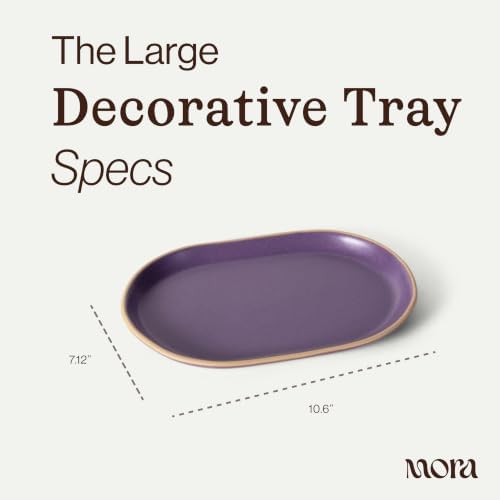 Mora Ceramic Decorative Tray - 10.6in Dish for Jewelry, Soap Dispenser, Perfume, Makeup, Accessories, Candle, in the Bathroom Vanity, Bedside, or Kitchen Counter. Cute Organizers - Nebula - Image 2