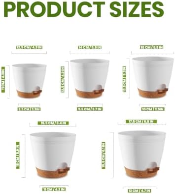 Utopia Home Self Watering Pots for Indoor Plants 6.8"/6.4"/5.9"/5.5"/4.9", Planters for Indoor Plants, Multi-Size Flowerpot, Set of 10 Plant Pots with Drainage & Reservoir (White) - Image 3