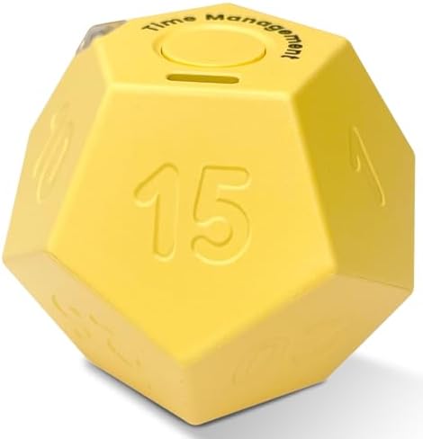 Cube Pomodoro Timer - Flip to Start Countdown, Rechargeable Mini Productivity Timer for Study, Office, 11 Preset Times, Silent/Vibration, Time Management Tool for Kids & ADHD (Yellow) by CreaViva