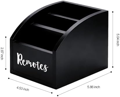 Rustic Vintage Wooden Desk Organizer Farmhouse Wood Remote Control Caddy, 3 Slot Tabletop Desktop Office Supply Storage Rack Desktop TV Remote Control Holder Home Decor Office Supplies Storage (Black) - Image 3