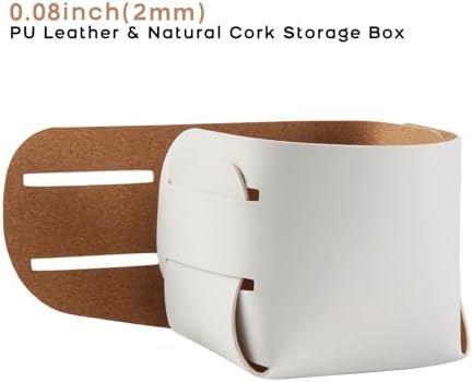 HOMIEAZICOZI 2-Pack Cork Leather Desk Accessories Storage - Pencil Pen Holder - Makeup Brush Holder Organizer - Stylish Addition to Home Decor (White) - Image 2