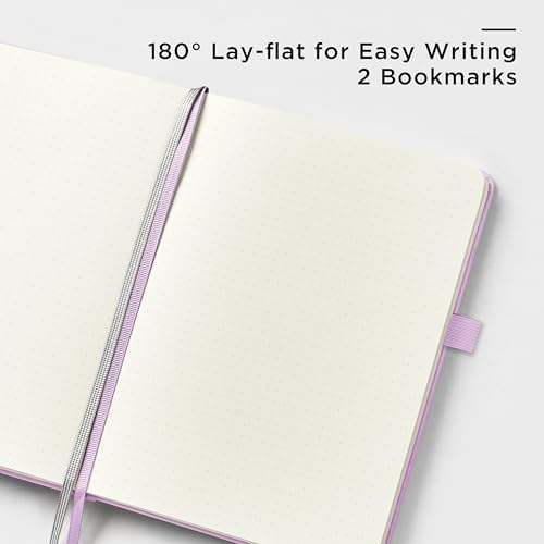 &And Per Se Dotted Notebook with Pen, A5 Hardcover Dotted Journal, 160 Pages 100GSM Thick Paper Dot Grid Journal with Fineliner Pen (Purple) - Image 3