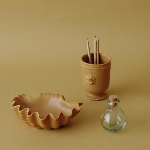 WENSHUO Shell Jewelry Dish, Ceramic Trinket Tray for Rings and Keys,Brown - Image 7