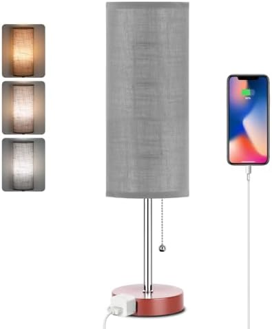 Dott Arts 18" Table Lamp for Bedroom, 3-Color Bedside Lamps with Pull Chain by DottArts