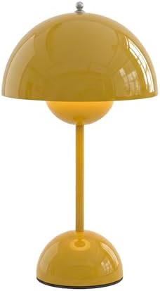 Lucido NordGlow Table Lamp - Cordless Rechargeable Mushroom Dome Lamp, Dimmable Touch LED with Warm Ambient Glow, Modern Mid-Century Accent Light for Bedroom, Desk, Bar & Nightstand (Yellow) by Unknown