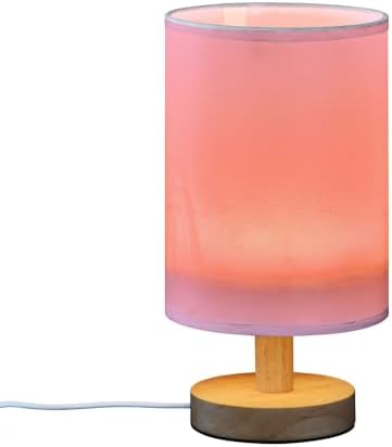 DOMIKING Pink Bright Print Bedside Table Lamp for Bedroom Small Lamps for Nightstand Lamp with Wood Base LED Table Lamps for Living Room Dorm Office Kids Room - Image 2