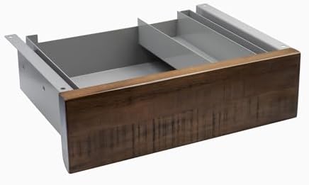 Desky Minimal Under Desk Drawer – Slim Pull-Out Metal Storage Organizer for Sit-Stand Desks, Smooth Glide, Space-Saving Design, Easy Mount, American Rustic Pine Softwood & Grey Frame by Desky