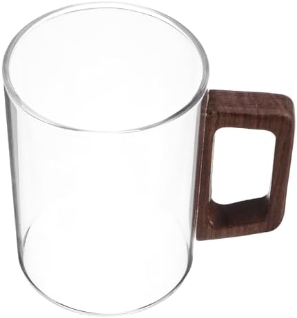 Luxshiny Wooden Handle Coffee Cup Glass Tea Mug Single-layer Thickened Glass Hot Drink Cup for Home Use by Luxshiny