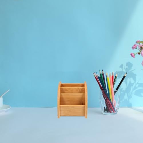 SEWACC Wooden Desk Organizer Pen Holder for Desk, Brown Minimalist - Image 4