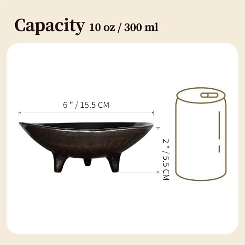 Small Wabi-Sabi Ceramic Bowl, 6 Inch Handcrafted Tripod Design for Snacks, Sauces, Dips, Decorative Serving Bowl for Kitchen, Dining Table, Coffee Table (Black) - Image 7
