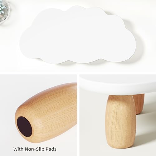 AFOOYO Monitor Stand Riser,Cloud Shape Wood Computer Monitor Stand, 16.5IN Monitor Stand Riser, Multi-Purpose Desktop Organizer Riser for Computer,Laptop,Printer,TV,White - Image 6