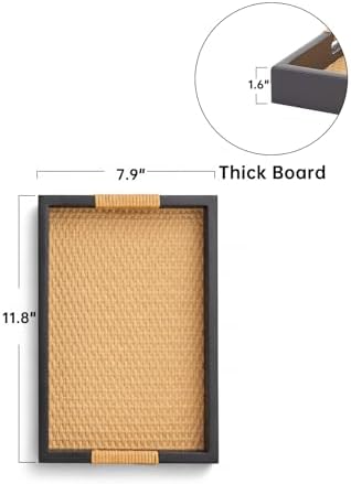 Wood Serving Tray with Handles, Rectangle Ottoman Tray, Coffee Tray - Image 2