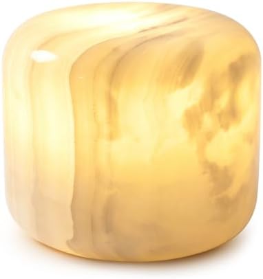 Natural Stone Marble Night Light, Rechargeable Touch Control Table Lamp, Cordless 3‑Way Dimmable LED Bedside Lamp, USB‑C Charging Decor Light for Bedroom Desk Shelf, Decorative Home Gift by CDIWIDH