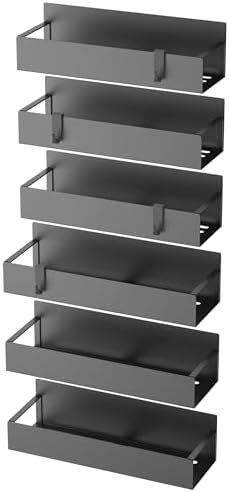 HuggieGems Metal Magnetic Spice Rack for Refrigerator Matt Black, 6 Pack - Image 6