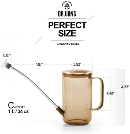Small Watering Can Indoor Plants with Long Spout (1L, Amber Brown) - Image 2