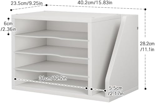 Creso hom Mail Sorter, File Organizer Desktop, Wood Desk Organizer with 3 Adjustable Shelves, Mail Holder for Office, Home, Letter Sorter File Holders for Envelopes, Mail Supplies Magazines, White - Image 2