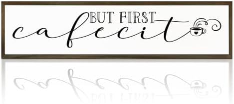 Coffee Wood Sign, Farmhouse Coffees Wall Decoration, Home Kitchen Decor for Shelf Tabletop, Cafe Coffee Station Decor, Coffees Lover Gift, But First Cafecito Sign, 17.8x4x1.2 inches by WKYAER