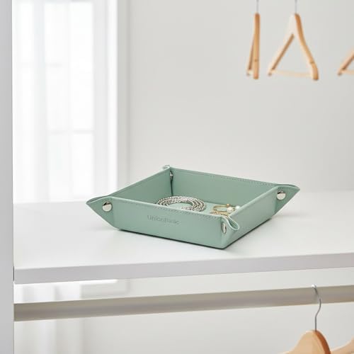 UnionBasic Valet Tray, Jewelry Tray for Rings Earrings, Entryway Catchall Caddy for Coins Keys Change, Nightstand Organizer Bedside Valet Holder, Trays for Electronic Gadgets, Lychee Mint Green - Image 3